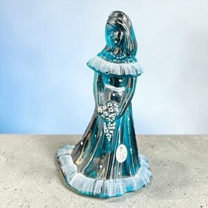 Fenton Art Glass Bridesmaid Figurine Teal White FGS Centennial Exclusive Signed